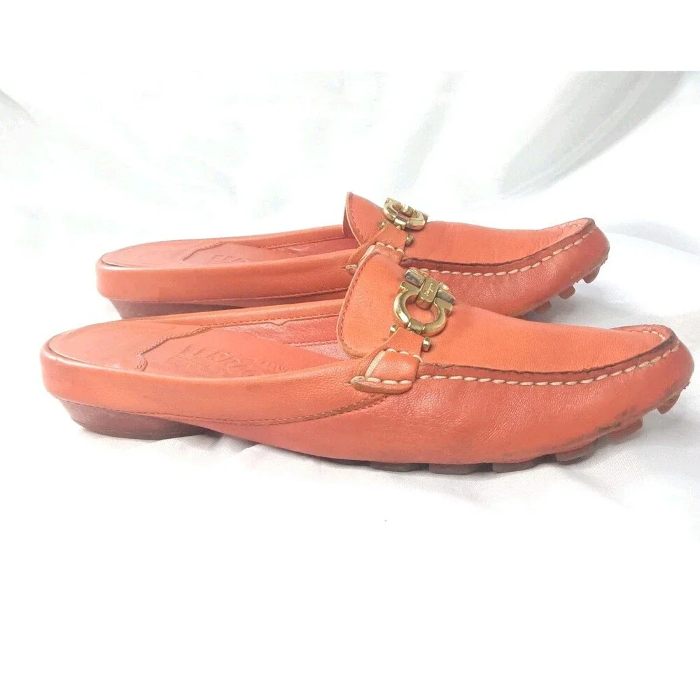 Salvatore Ferragamo Gancini Mule Women's Shoes Size 5 B Burnt Orange